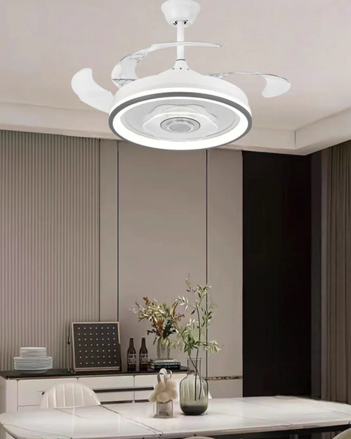 Modern design Retractable Ceiling Fan + Chandelier Light